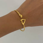 Astrid Oval Pearl and Open Heart Cuff Bangle