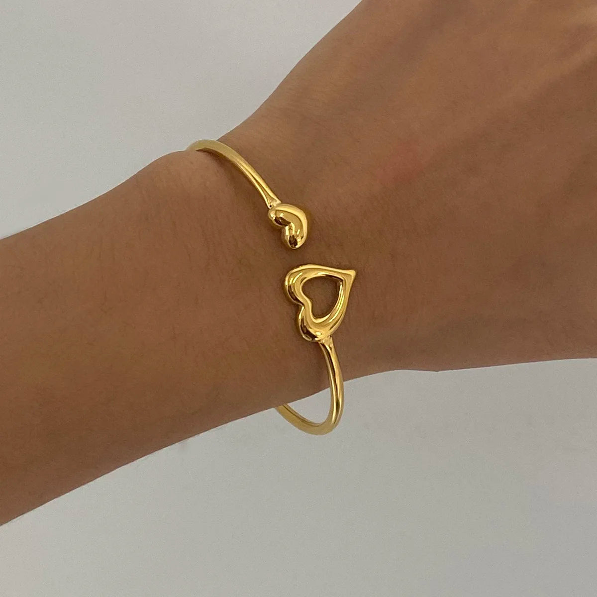 Astrid Oval Pearl and Open Heart Cuff Bangle