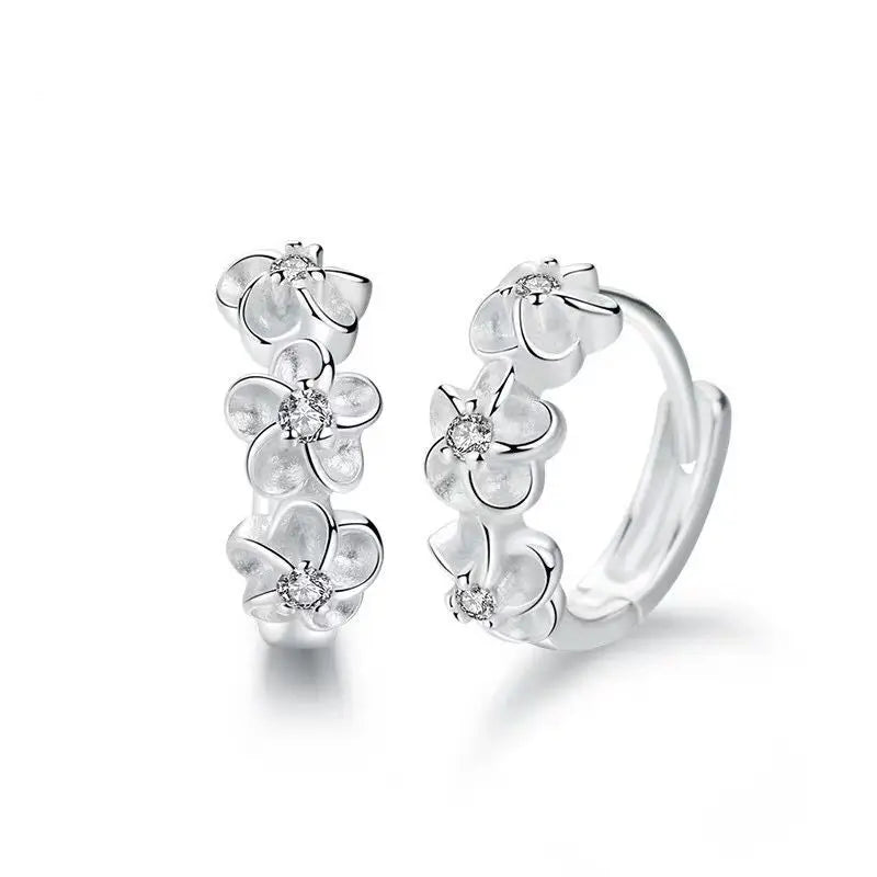 Small Floral Round 925 Sterling Silver Earrings