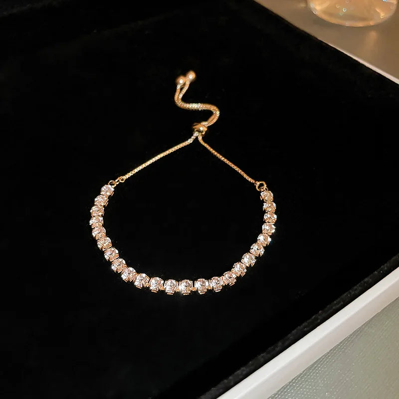 Soren Curved Wave Rhinestone Adjustable Bangle