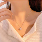 925 Sterling Silver Pink Zircon Heart Pendant Necklace