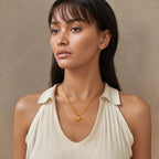 18K Gold Plated Stainless Steel Heart Bead Chain Necklace