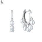 925 Silver Needle Pearl Huggie Hoop Earrings