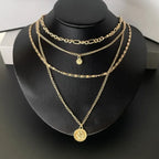 Three-Layer Coin Disc Bead Chain Necklace