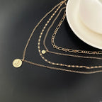 Three-Layer Coin Disc Bead Chain Necklace
