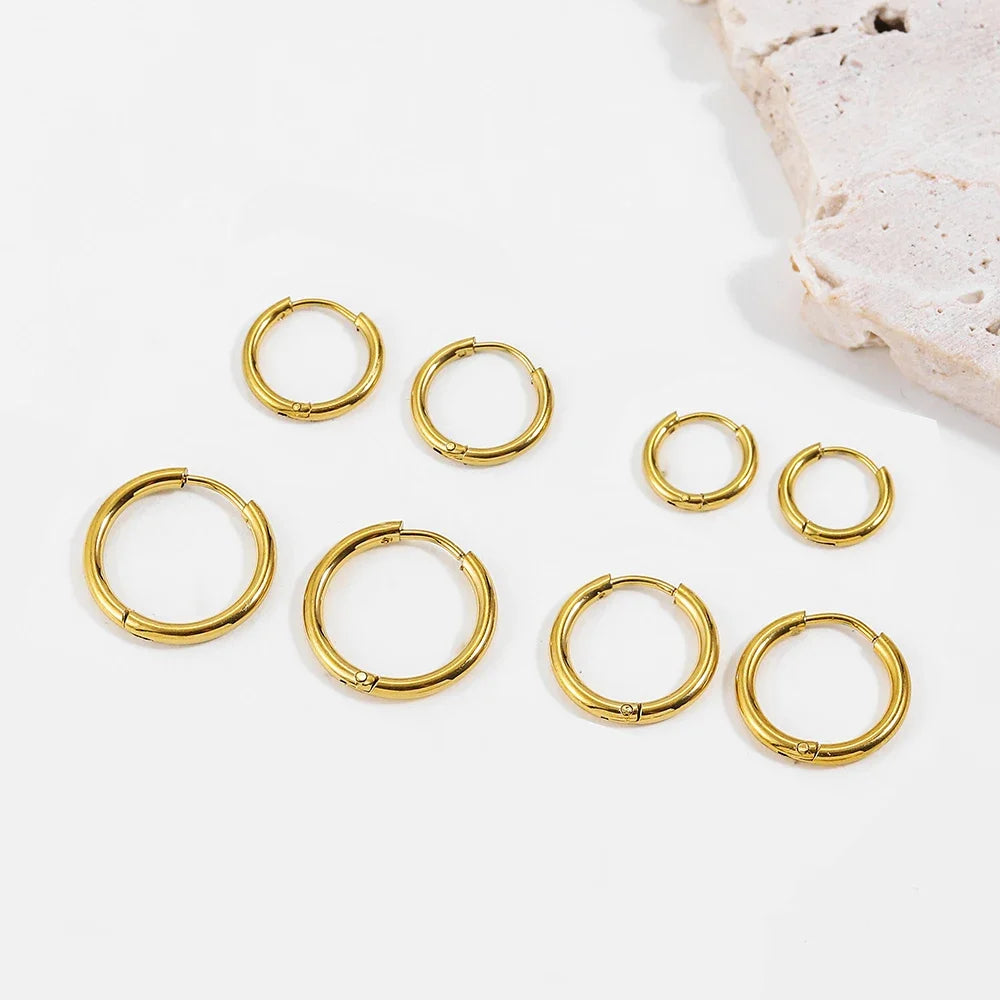 7-Pair Multi-Size Stainless Steel Huggie Hoop Earring Set