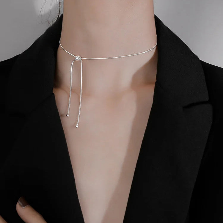 925 Sterling Silver Tassel Snake Chain Necklace
