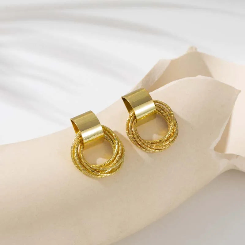 Geometric Gold-Tone U-Shape Hoop Earrings