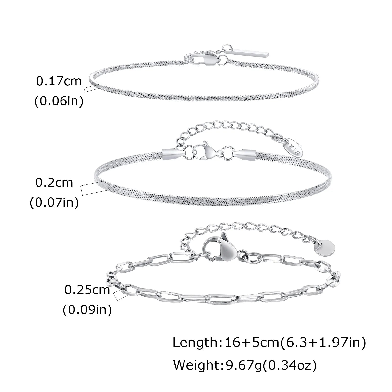 Nexus Stainless Steel Cuban and Rope Chain Bracelet Set