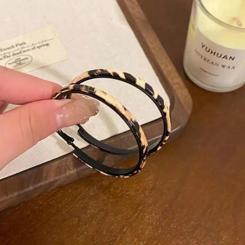 Leopard Print Large Round Hoop Earrings
