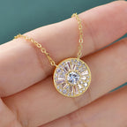 Moissanite Trapezoids Lucky Disc Medallion Necklace