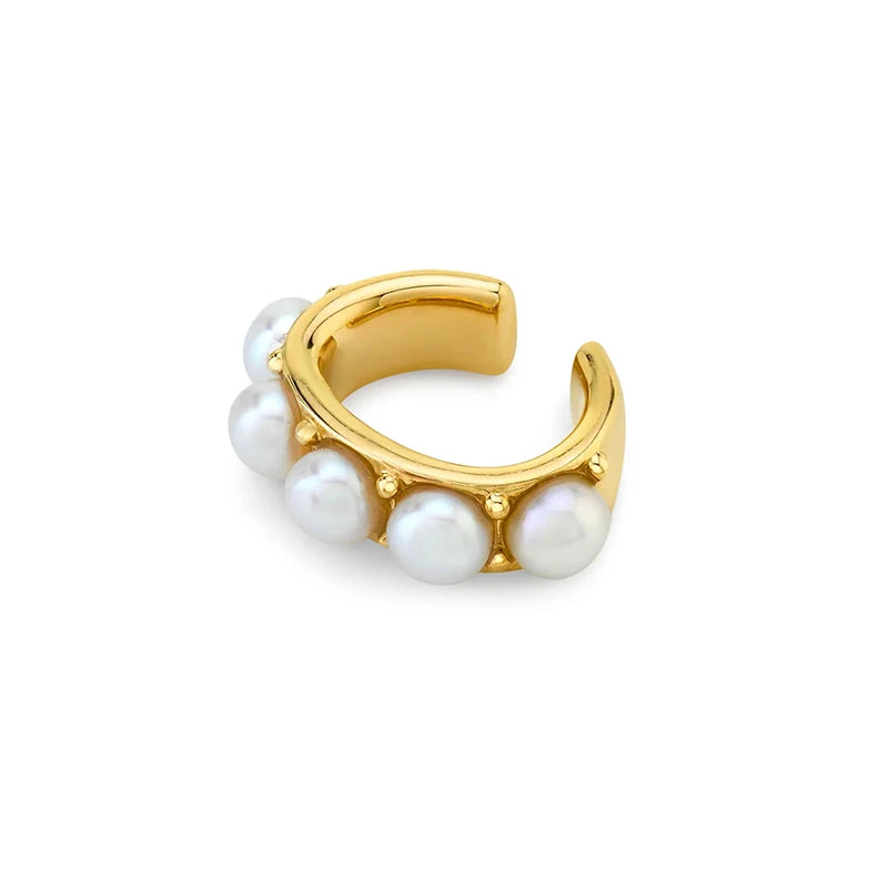 925 Silver Needle Pearl Huggie Hoop Earrings