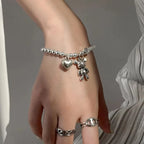 Orla Silver Bead Bracelet with Bear Charm