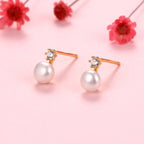 925 Silver Needle Pearl Huggie Hoop Earrings