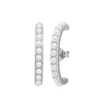 925 Silver Needle Pearl Huggie Hoop Earrings