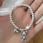 Orla Silver Bead Bracelet with Bear Charm
