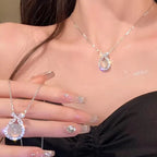 Cat's Eye Zircon Titanium Steel Clavicle Necklace