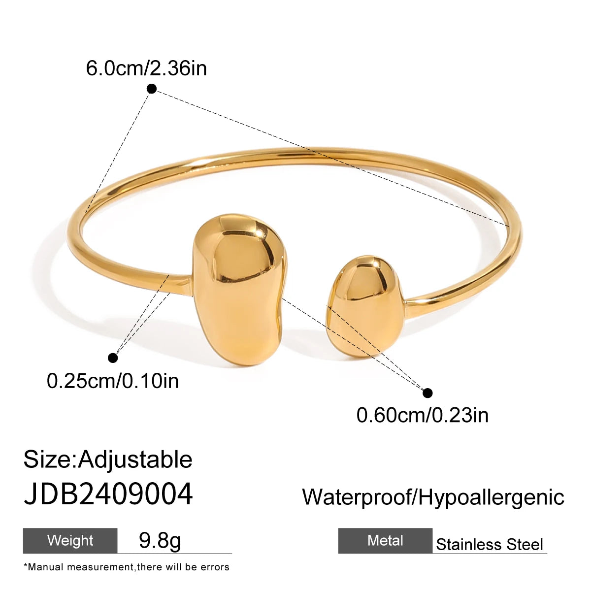 Astrid Oval Pearl and Open Heart Cuff Bangle