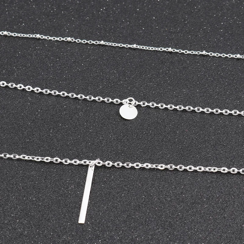 Triple Tier Gold Hollow Triangle Drop Necklace