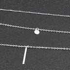 Triple Tier Gold Hollow Triangle Drop Necklace