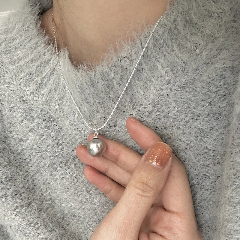 925 Sterling Silver Simple Pearl Pendant Necklace
