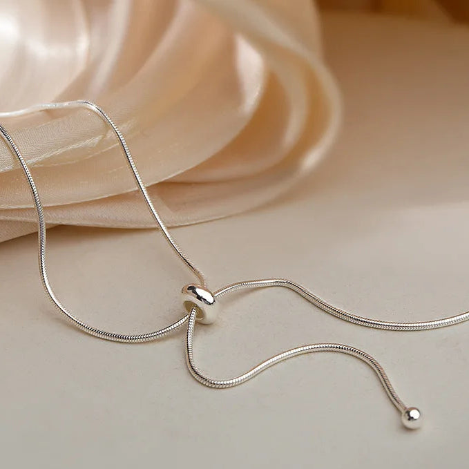 925 Sterling Silver Tassel Snake Chain Necklace