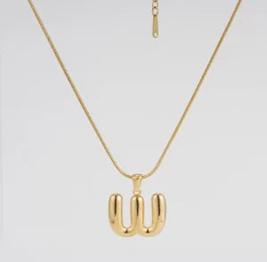 Personalized Gold Stainless Steel Initial Snake Chain Necklace