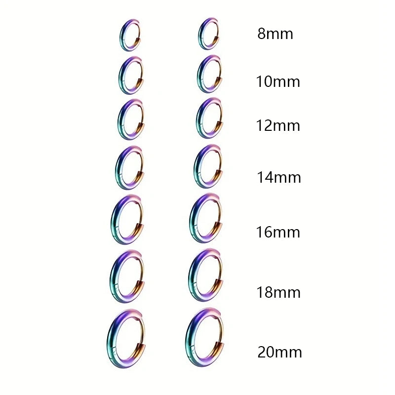 7-Pair Multi-Size Stainless Steel Huggie Hoop Earring Set