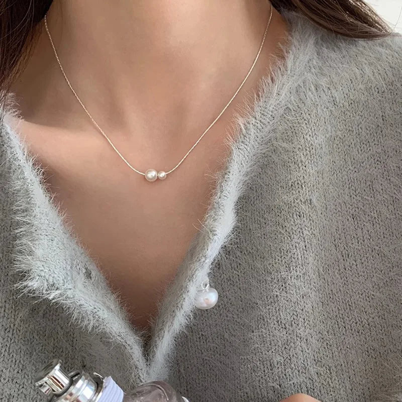 925 Sterling Silver Simple Pearl Pendant Necklace