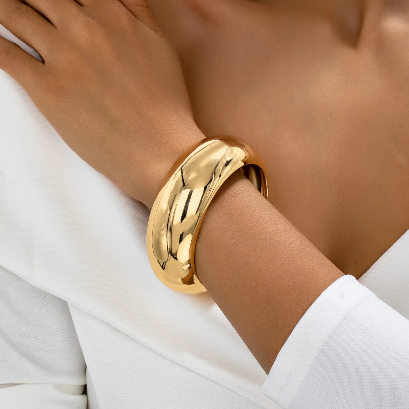 Marella Wide Smooth Surface Plain Cuff Bangle