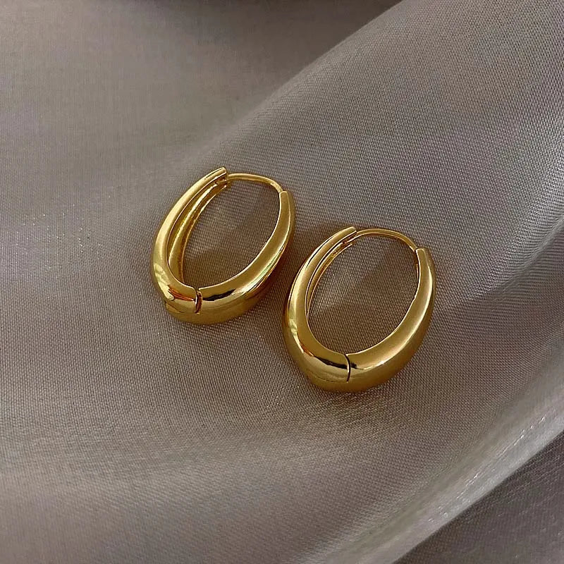 Geometric Gold-Tone U-Shape Hoop Earrings