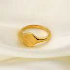 Chunky Dome Rays Texture Stainless Steel Signet Ring