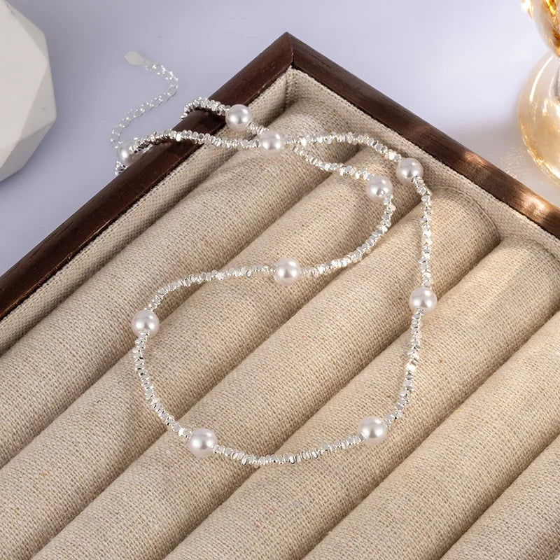 925 Sterling Silver Simple Pearl Pendant Necklace