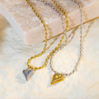 18K Gold Plated Stainless Steel Heart Bead Chain Necklace