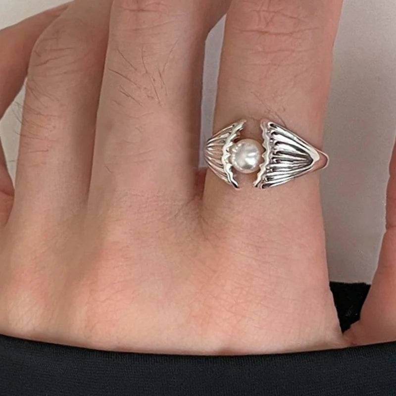 Irregular Shell Overlapping 925 Sterling Silver Ring