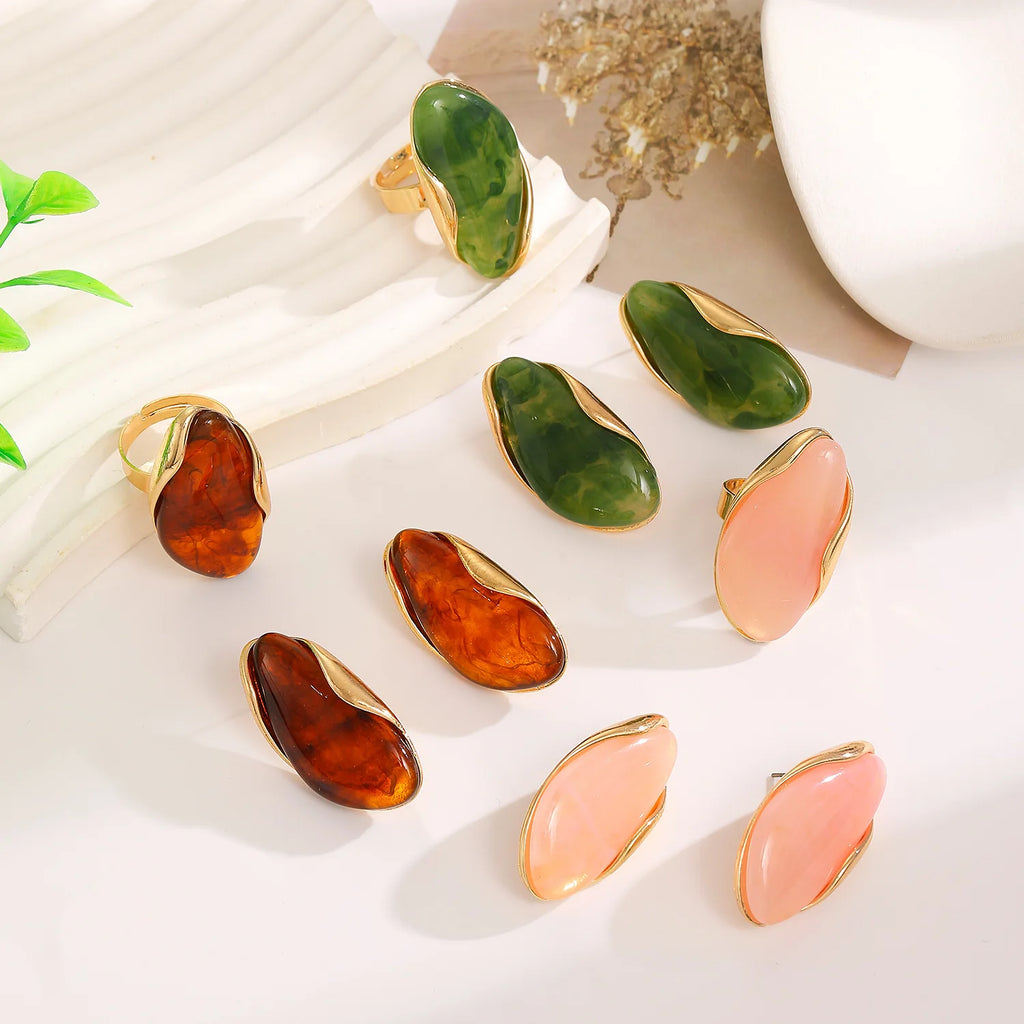 Translucent Amber Resin Chunky Teardrop Hoop Earrings