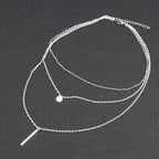 Triple Tier Gold Hollow Triangle Drop Necklace