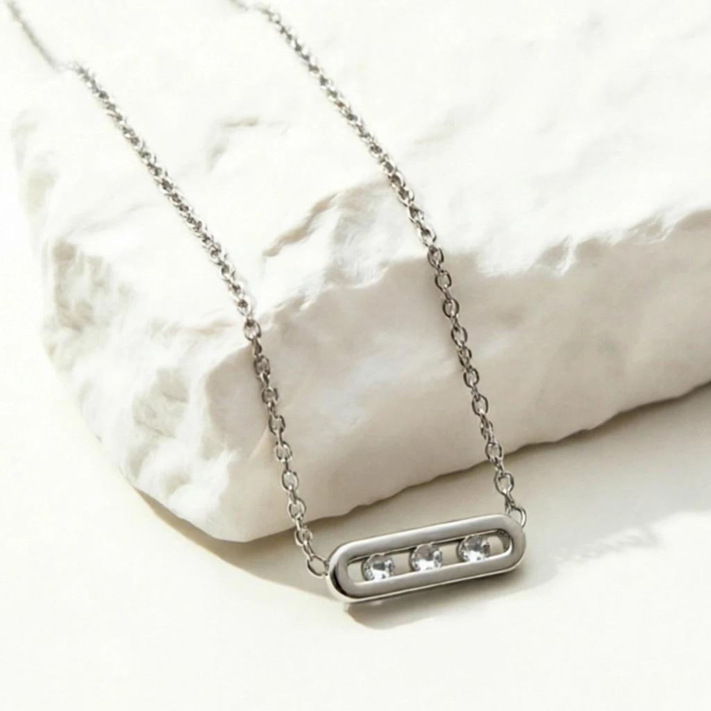 18K Gold Plated Moving CZ Necklace & Bracelet Set