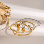 Astrid Oval Pearl and Open Heart Cuff Bangle