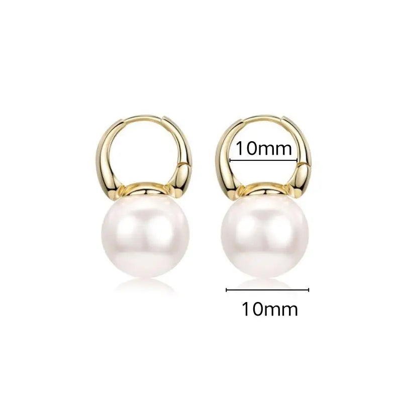 925 Silver Needle Pearl Huggie Hoop Earrings