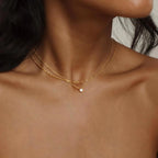 Gold Plated Solitaire Accent Choker Necklace