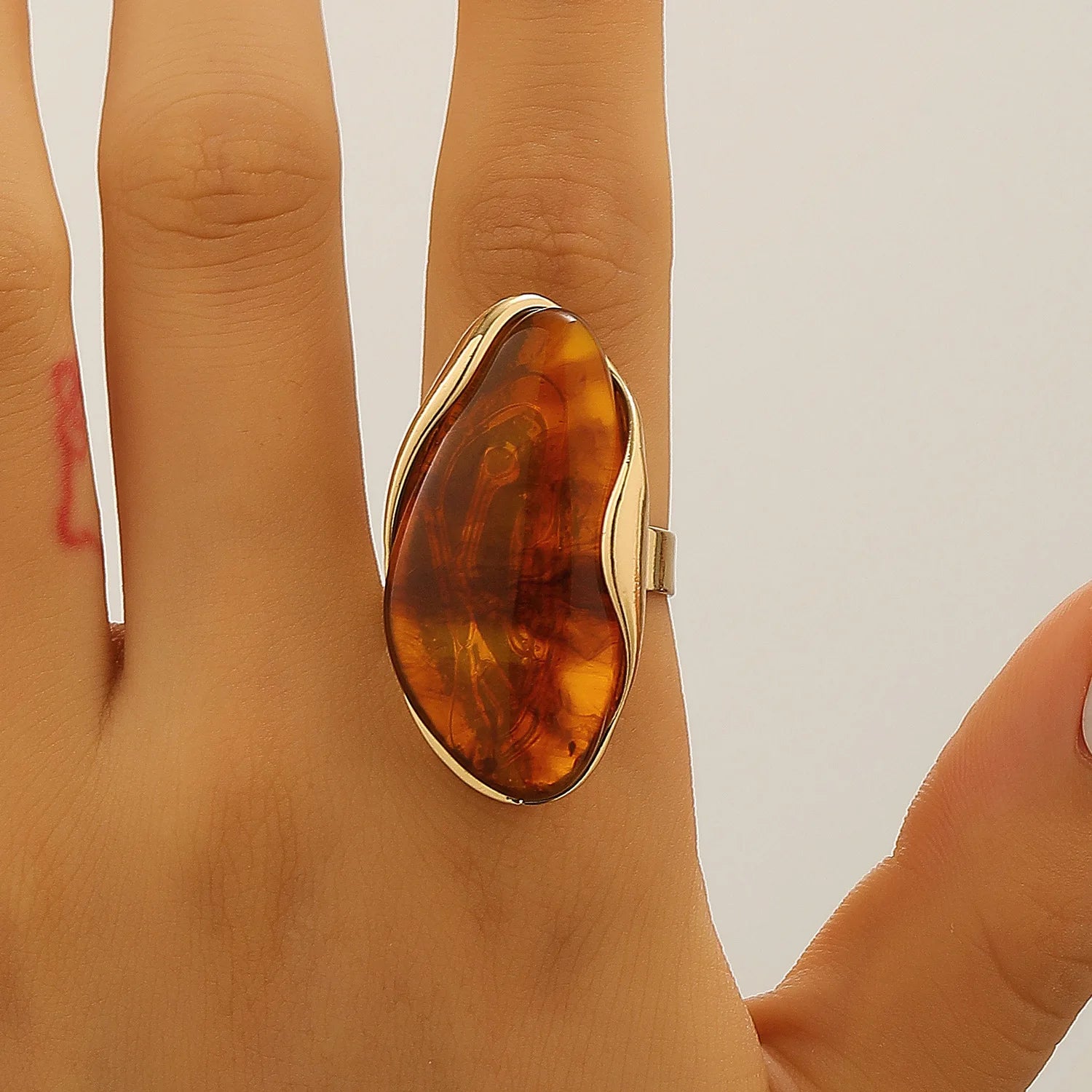 Translucent Amber Resin Chunky Teardrop Hoop Earrings