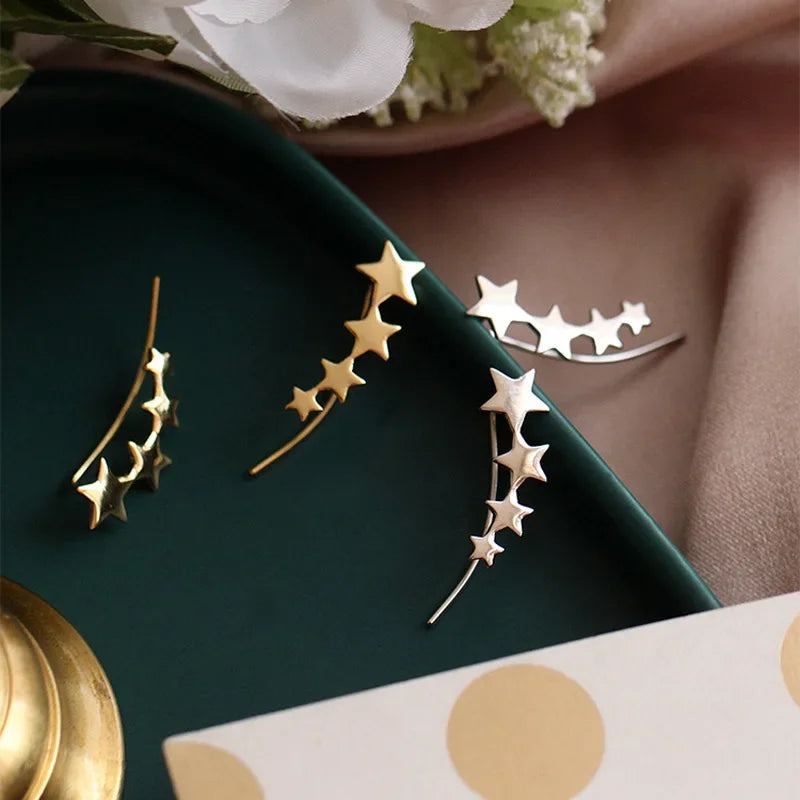 Hypoallergenic Star Sequence Ear Climber Earrings