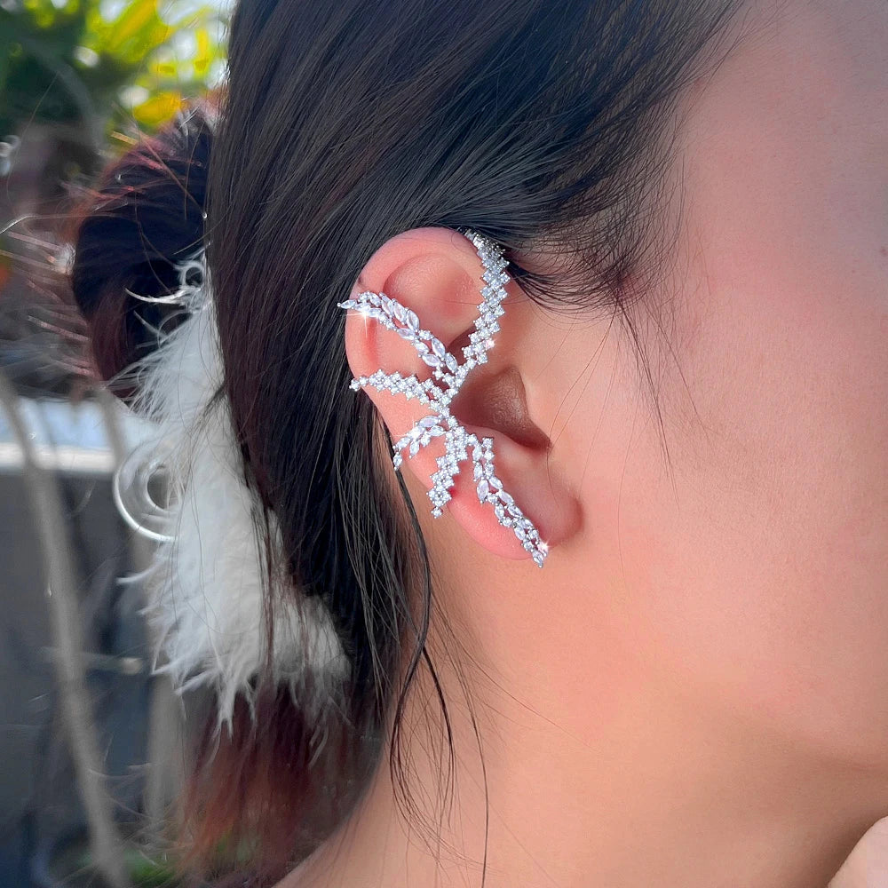 Geometric CZ Luxury Statement Ear Cuff Climber Earrings