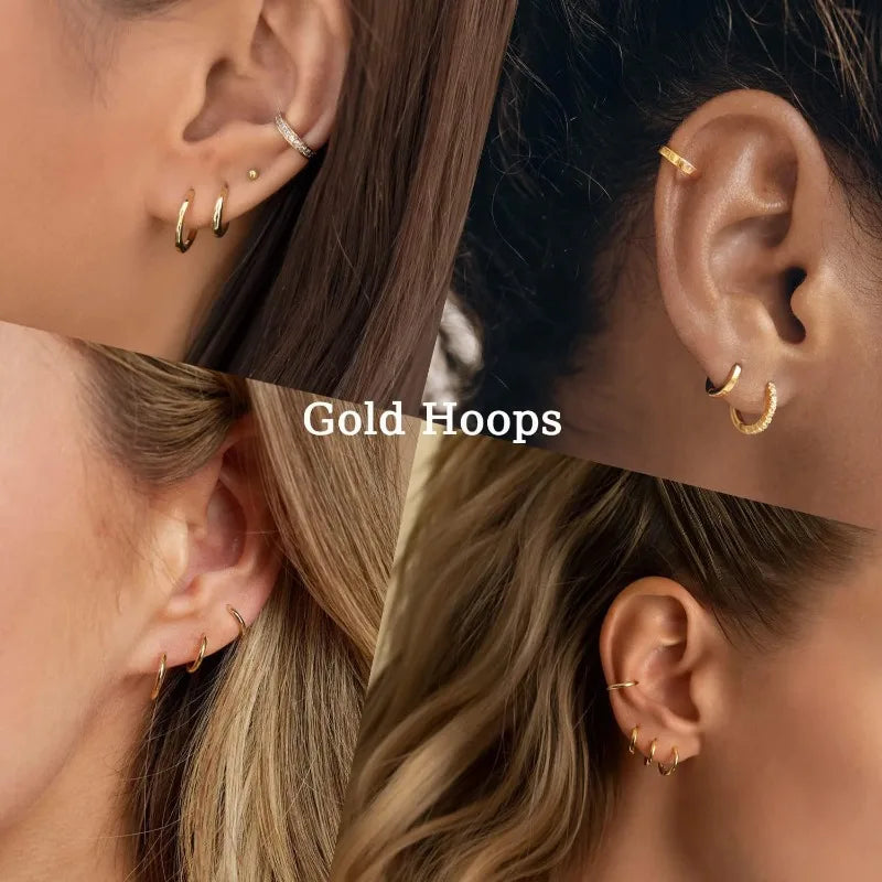 7-Pair Multi-Size Stainless Steel Huggie Hoop Earring Set