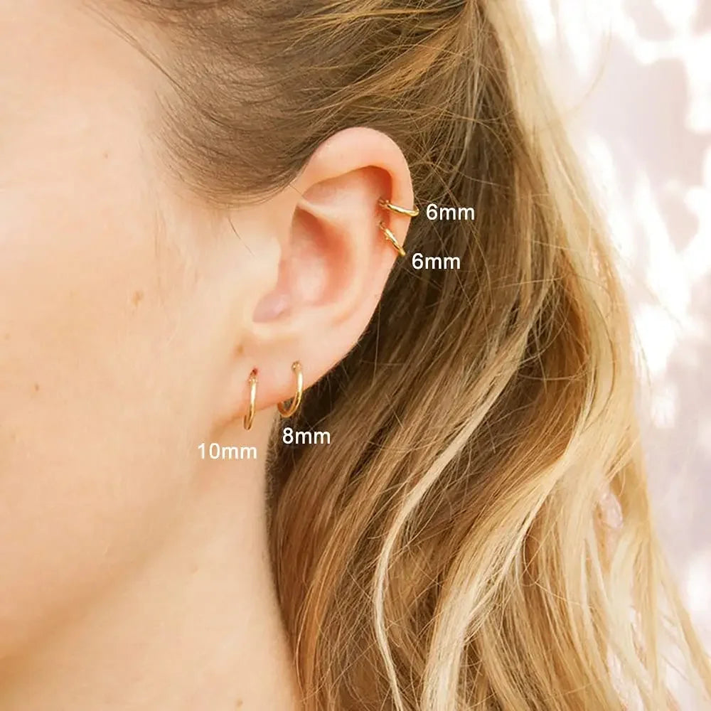 7-Pair Multi-Size Stainless Steel Huggie Hoop Earring Set