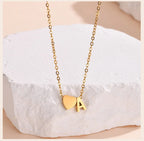 18K Gold Plated Petite Initial Heart Pendant Necklace