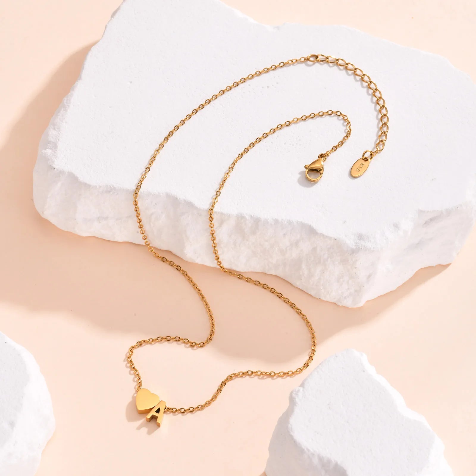 18K Gold Plated Petite Initial Heart Pendant Necklace