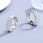 Crystal Charm Silver-Tone Stainless Steel Hoop Earrings