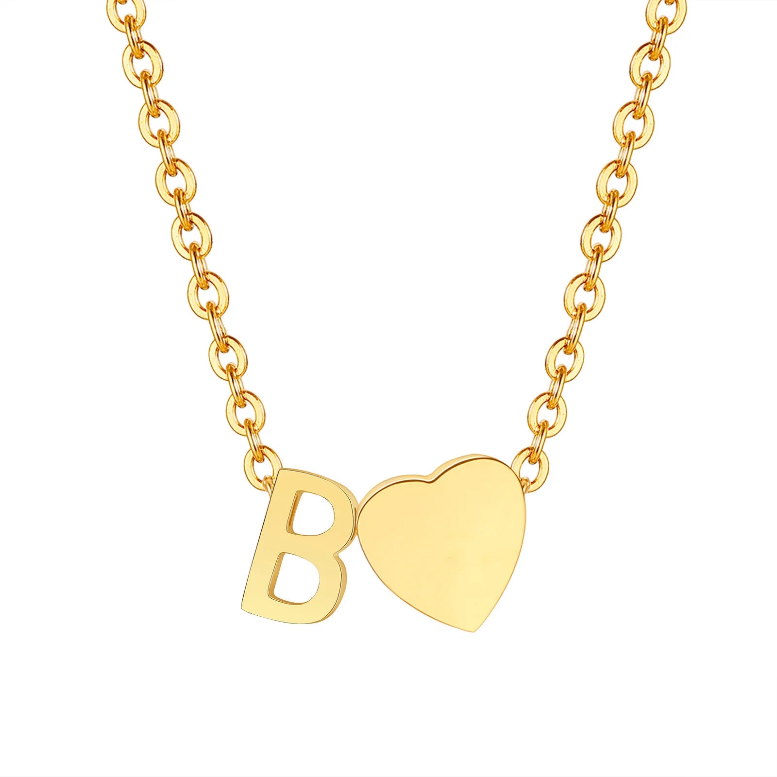 18K Gold Plated Petite Initial Heart Pendant Necklace